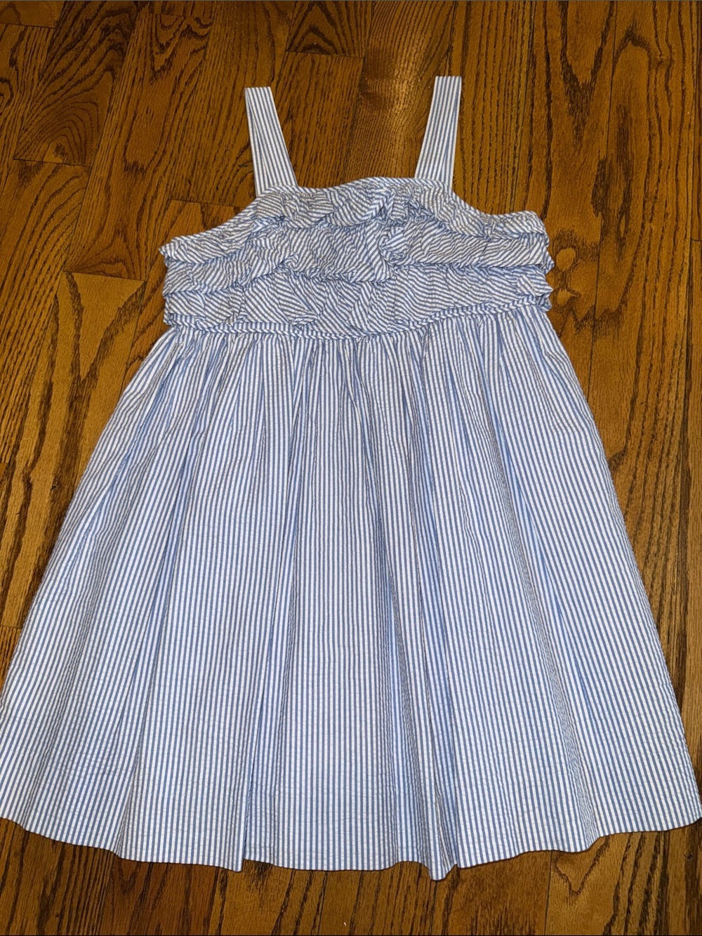 Ralph Lauren girls seersucker Ruffle front dress size 8 new